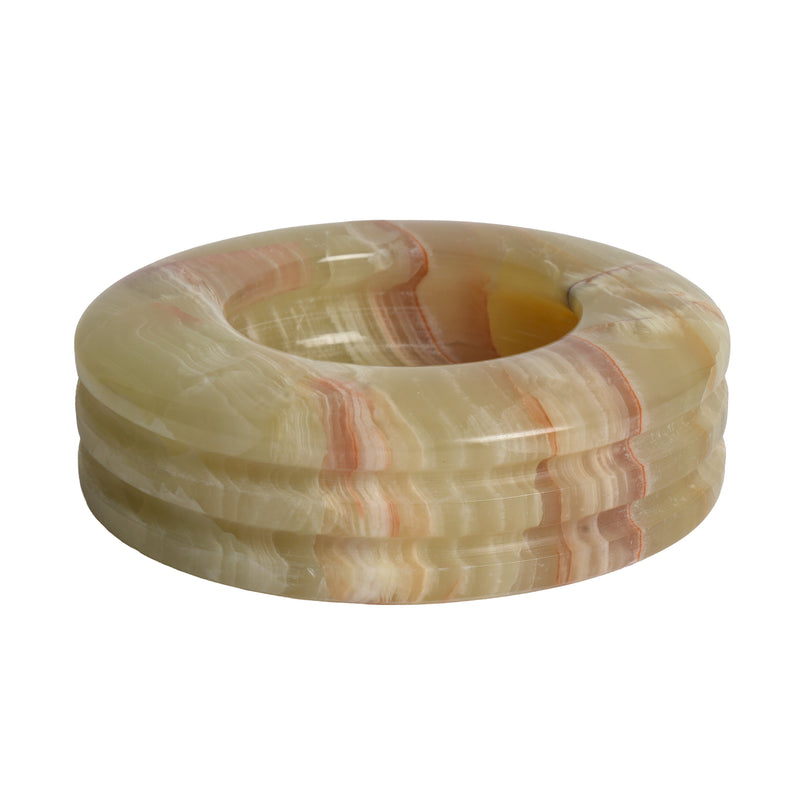 Handcrafted Onyx Circular Ashtray | Creative Natural Banded Stone Cigarette Tray