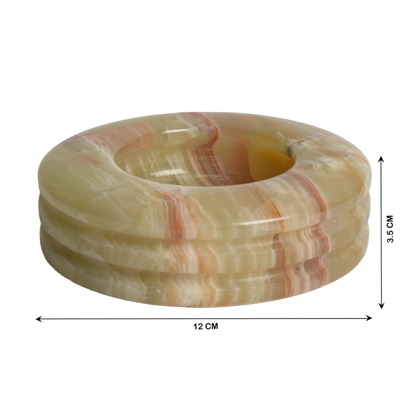 Handcrafted Onyx Circular Ashtray | Creative Natural Banded Stone Cigarette Tray