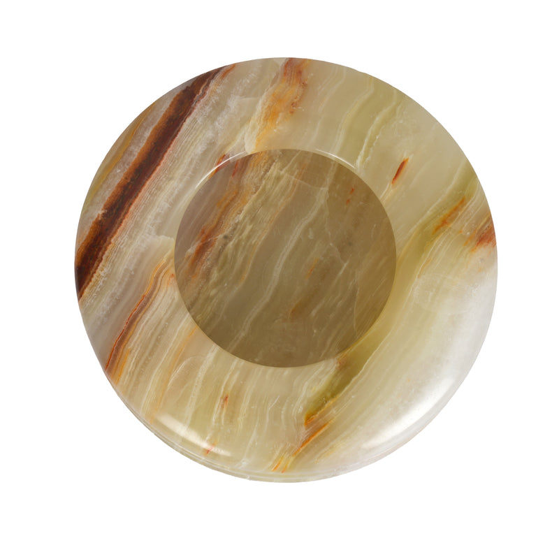 Handcrafted Onyx Circular Ashtray | Creative Natural Banded Stone Cigarette Tray
