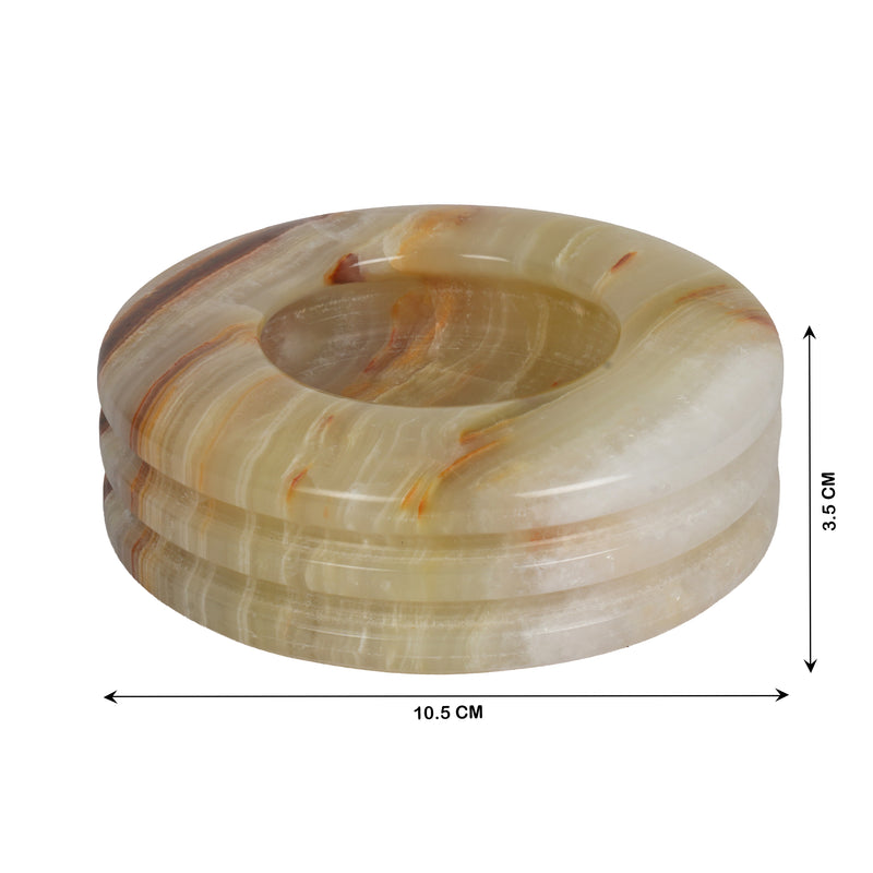 Handcrafted Onyx Circular Ashtray | Creative Natural Banded Stone Cigarette Tray