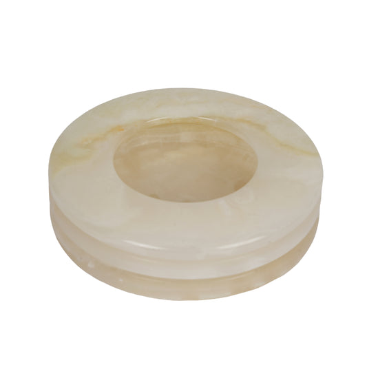 Handcrafted Onyx Circular Ashtray | Creative Natural Banded Stone Cigarette Tray