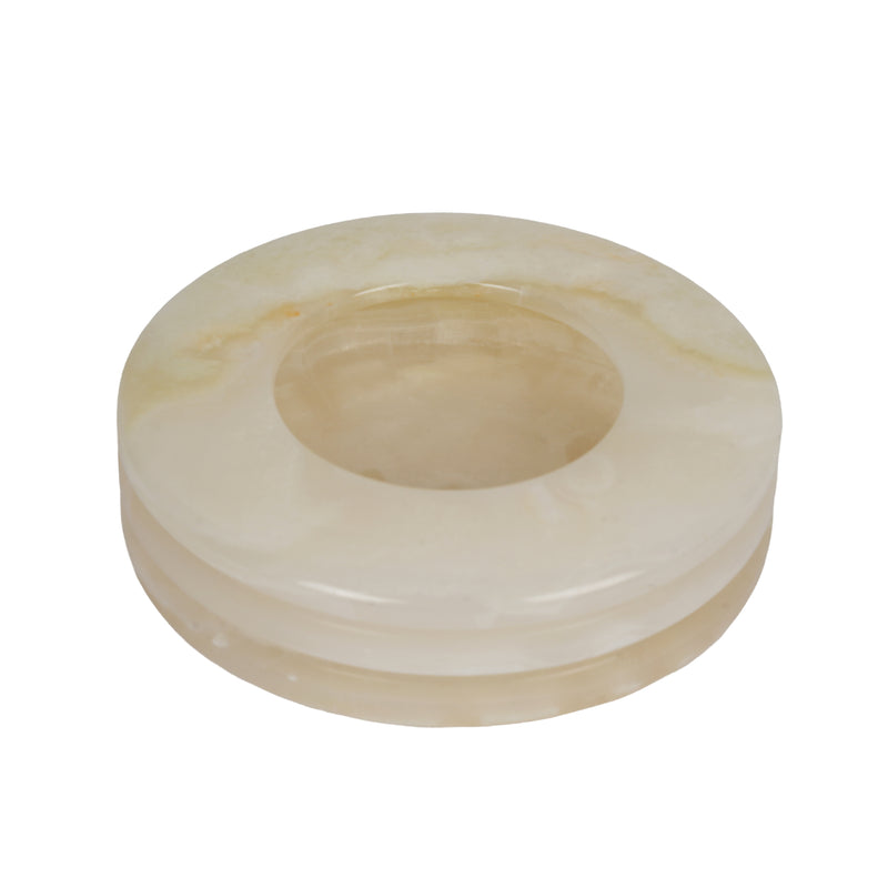 Handcrafted Onyx Circular Ashtray | Creative Natural Banded Stone Cigarette Tray