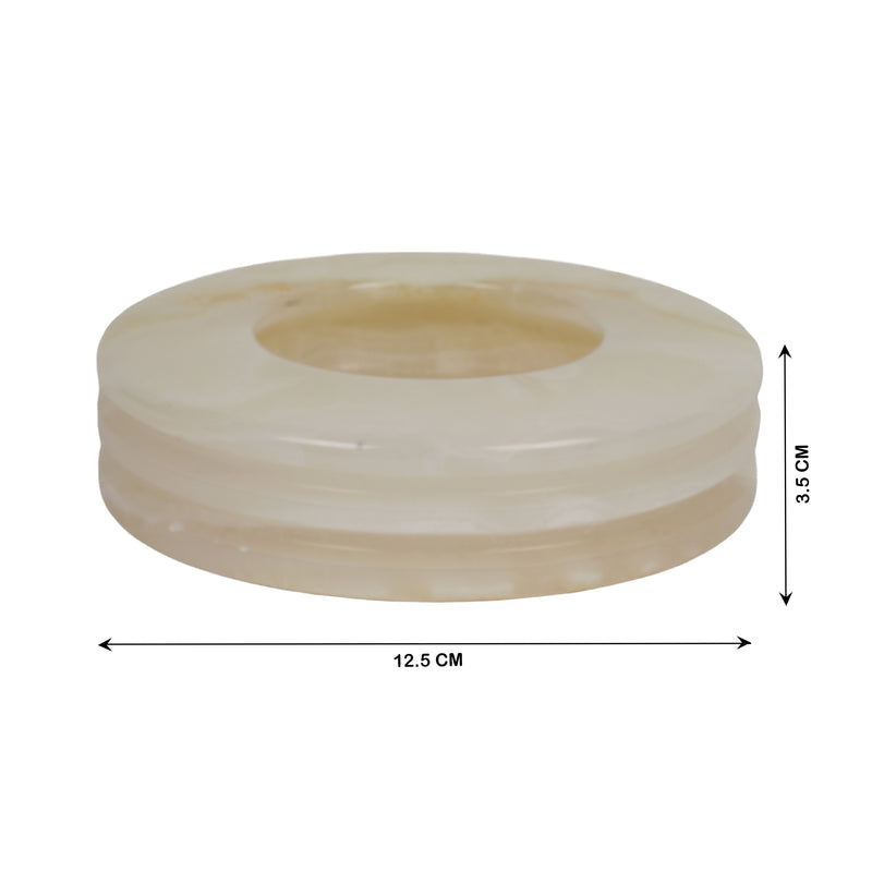Handcrafted Onyx Circular Ashtray | Creative Natural Banded Stone Cigarette Tray