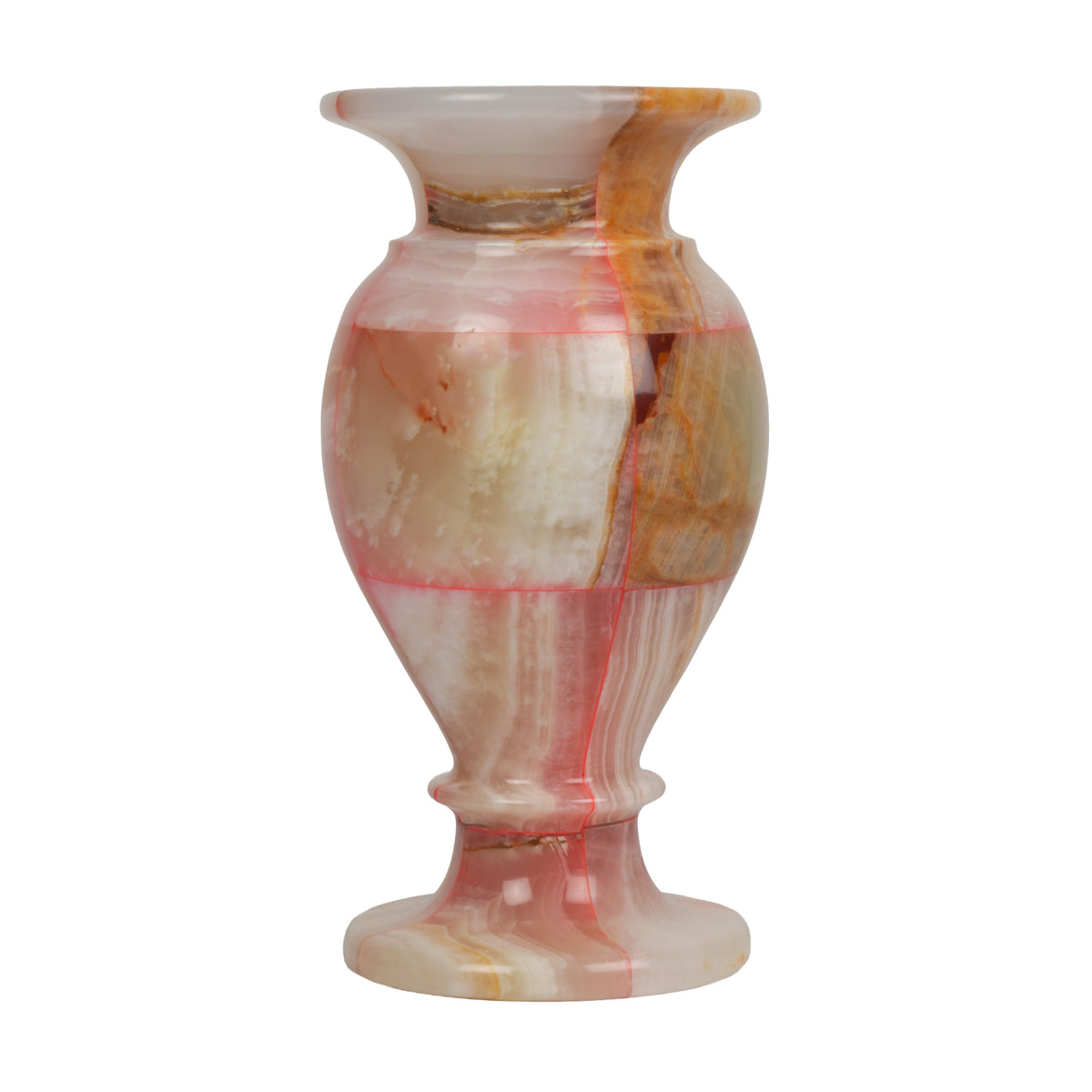 Handcrafted Mosaic Onyx Urn Vase | Creative Patchwork Natural Stone Pedestal Pot