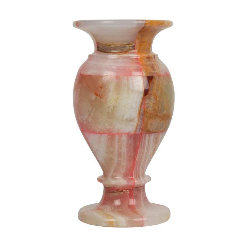 Handcrafted Mosaic Onyx Urn Vase | Creative Patchwork Natural Stone Pedestal Pot