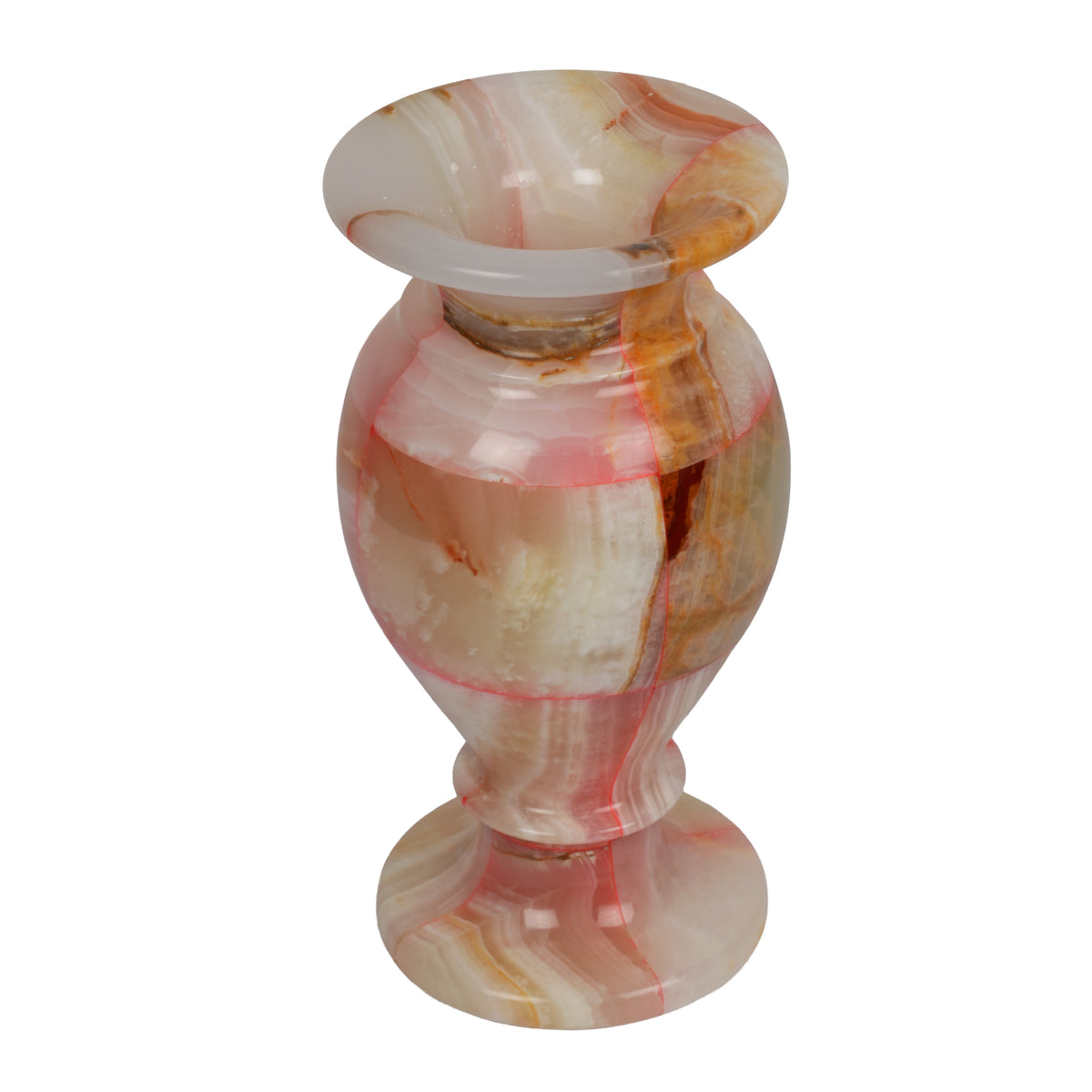 Handcrafted Mosaic Onyx Urn Vase | Creative Patchwork Natural Stone Pedestal Pot