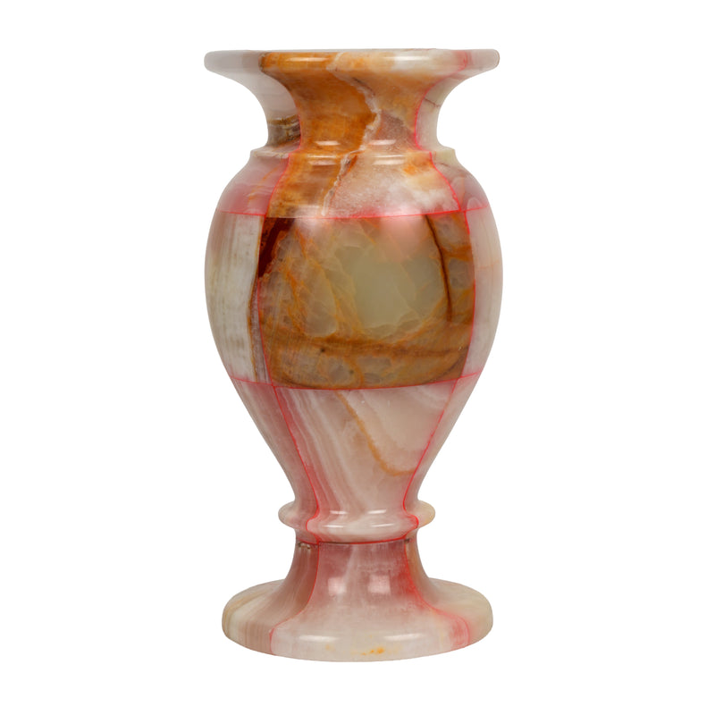 Handcrafted Mosaic Onyx Urn Vase | Creative Patchwork Natural Stone Pedestal Pot