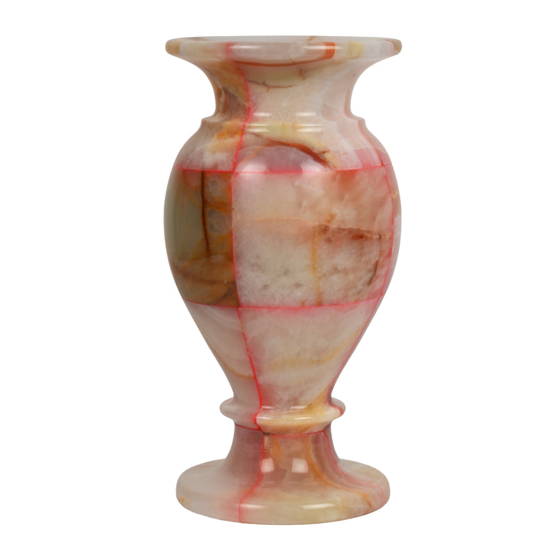 Handcrafted Mosaic Onyx Urn Vase | Creative Patchwork Natural Stone Pedestal Pot