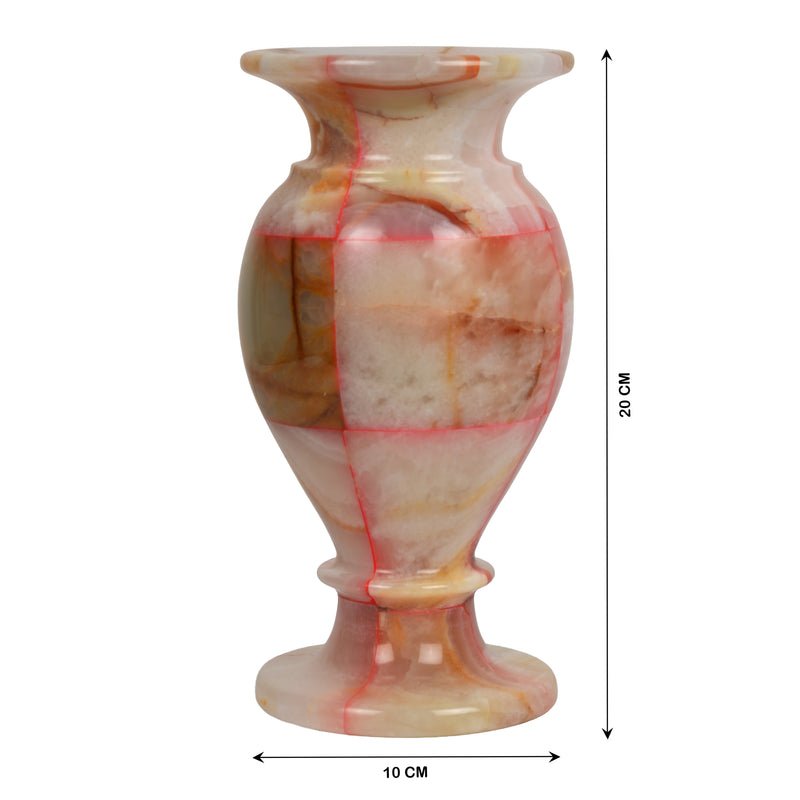 Handcrafted Mosaic Onyx Urn Vase | Creative Patchwork Natural Stone Pedestal Pot