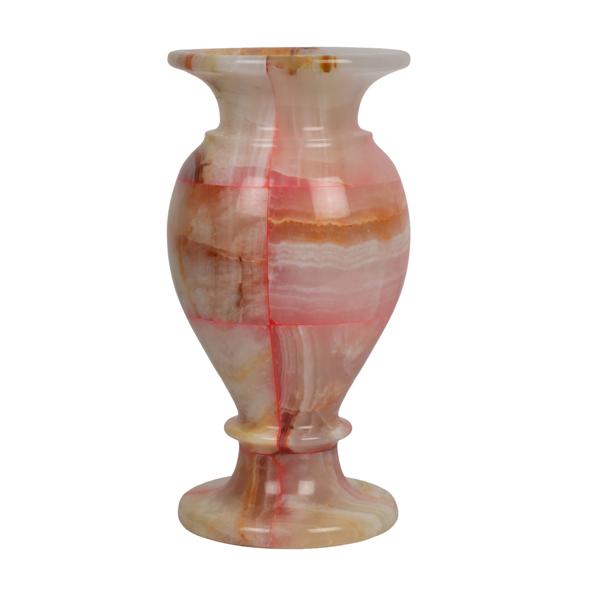 Handcrafted Mosaic Onyx Urn Vase | Creative Patchwork Natural Stone Pedestal Pot