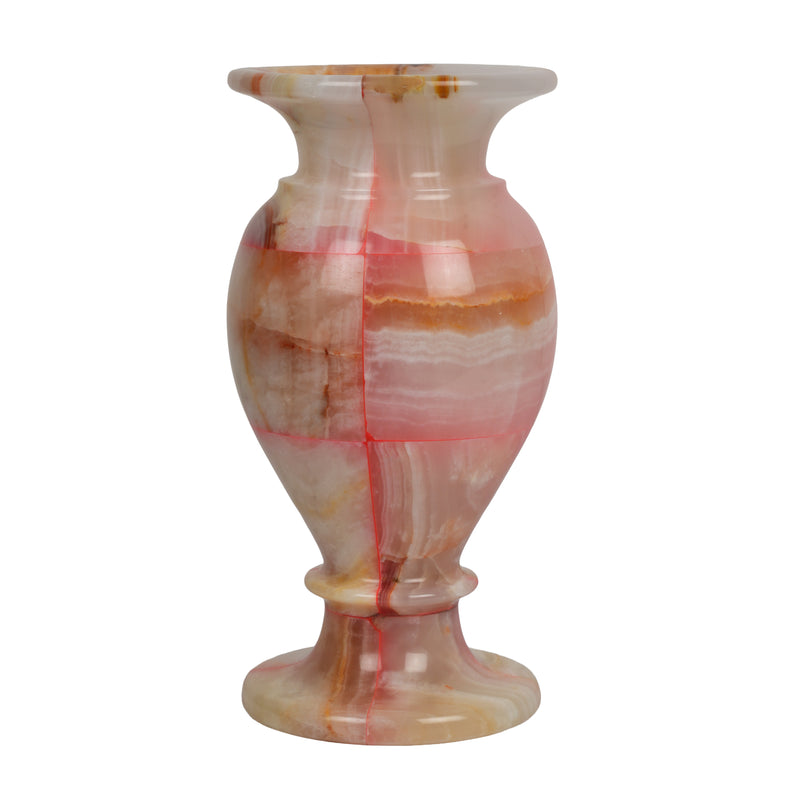 Handcrafted Mosaic Onyx Urn Vase | Creative Patchwork Natural Stone Pedestal Pot