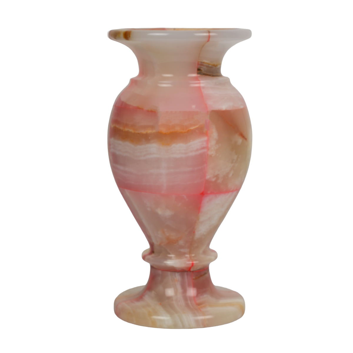 Handcrafted Mosaic Onyx Urn Vase | Creative Patchwork Natural Stone Pedestal Pot