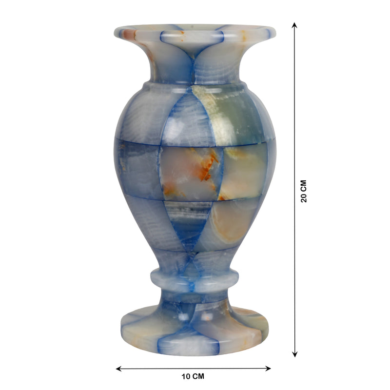 Handcrafted Mosaic Onyx Urn Vase | Creative Patchwork Natural Stone Pedestal Pot