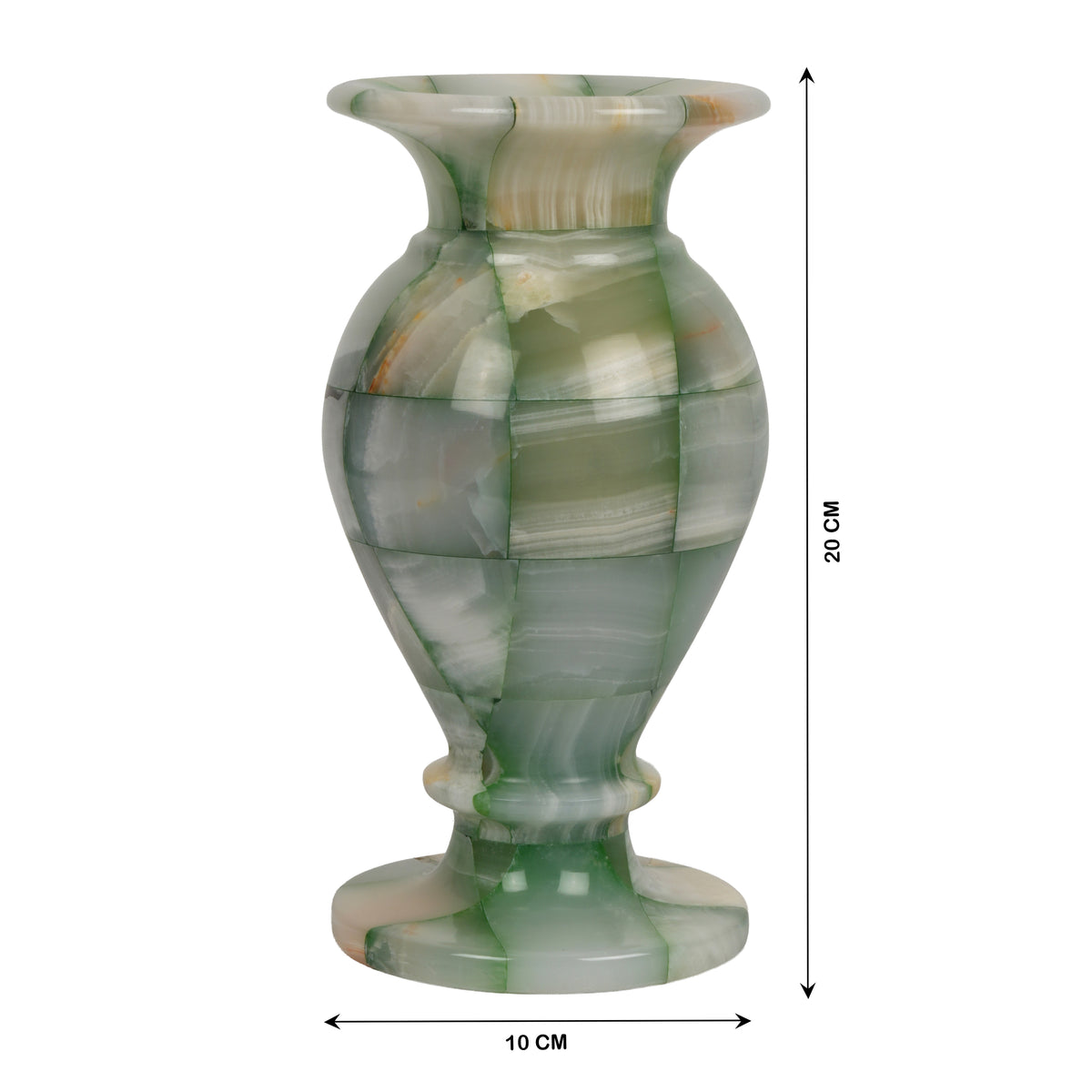 Handcrafted Mosaic Onyx Urn Vase | Creative Patchwork Natural Stone Pedestal Pot