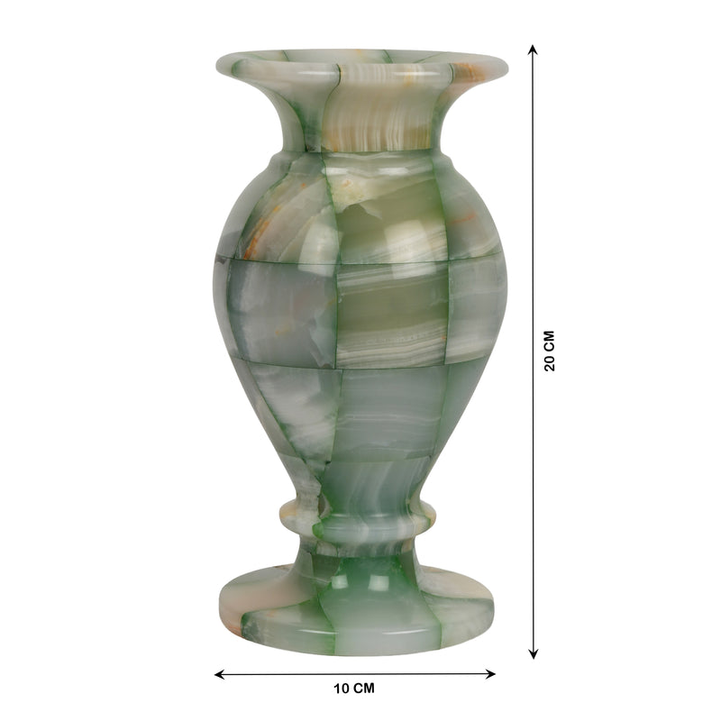 Handcrafted Mosaic Onyx Urn Vase | Creative Patchwork Natural Stone Pedestal Pot