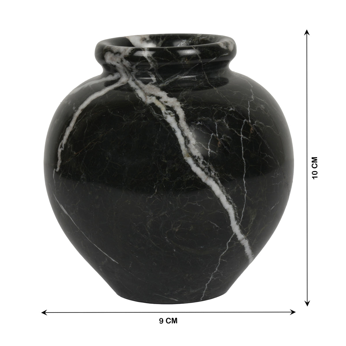 Black Round Marble Decorative Vases