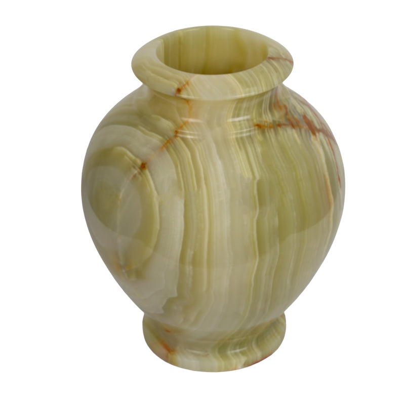 Handcrafted Natural Onyx Eye Vase | Concentric Banded Stone Urn Accent