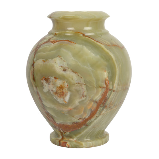 Handcrafted Natural Onyx Eye Vase | Concentric Banded Stone Urn Accent