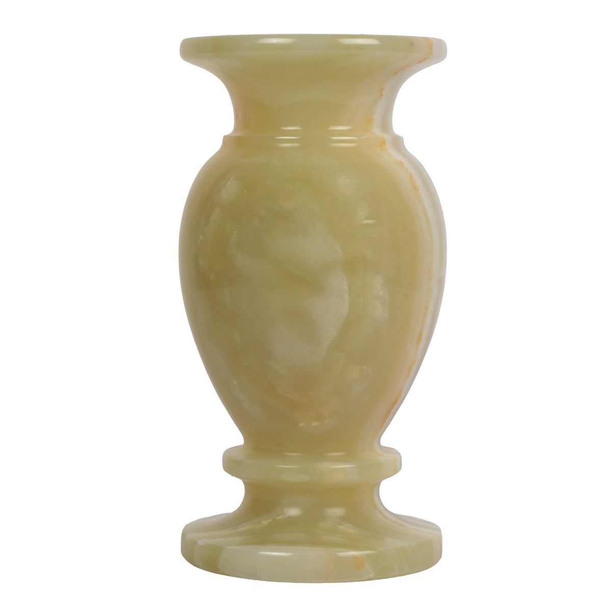 Handcrafted Classical Onyx Chalice Vase | Banded Natural Stone Urn Accent