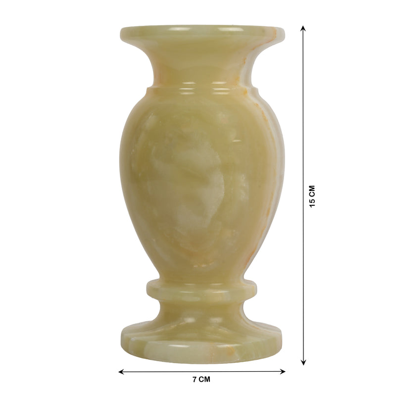 Handcrafted Classical Onyx Chalice Vase | Banded Natural Stone Urn Accent