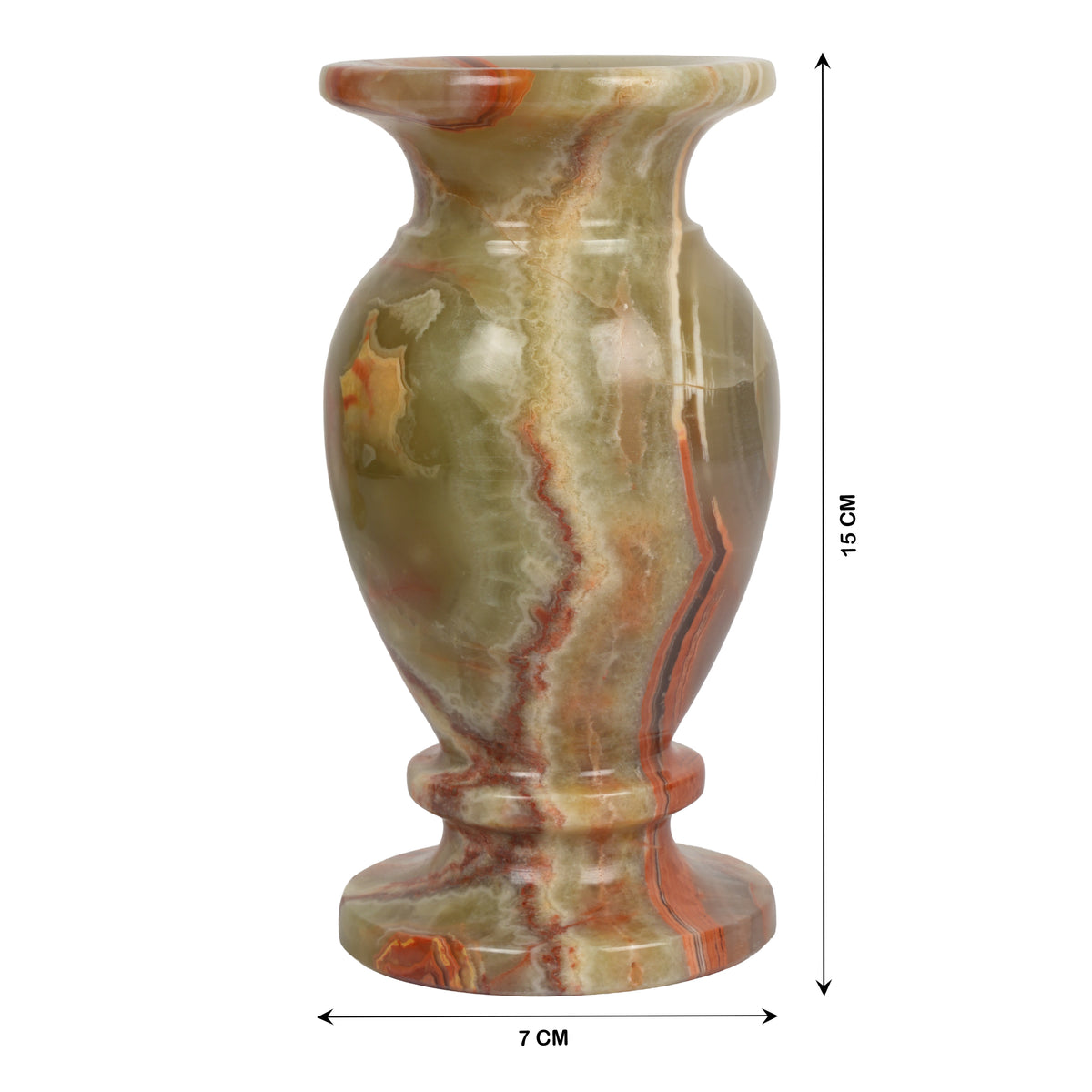 Handcrafted Classical Onyx Chalice Vase | Banded Natural Stone Urn Accent