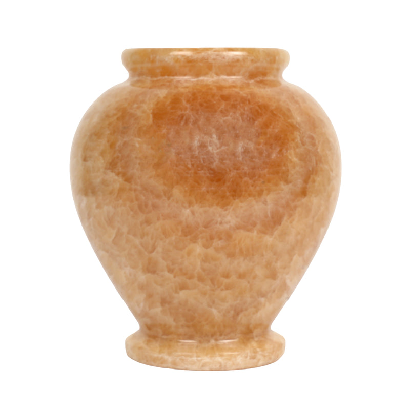 Handcrafted Honey Onyx Urn Vase | Natural Amber Stone Pedestal Pot
