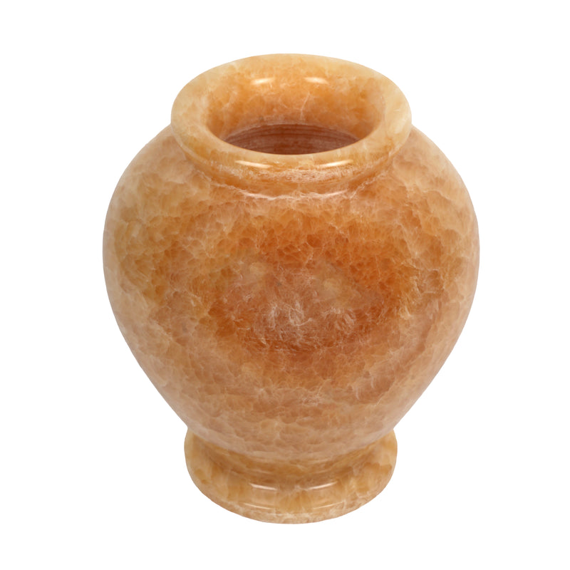 Handcrafted Honey Onyx Urn Vase | Natural Amber Stone Pedestal Pot