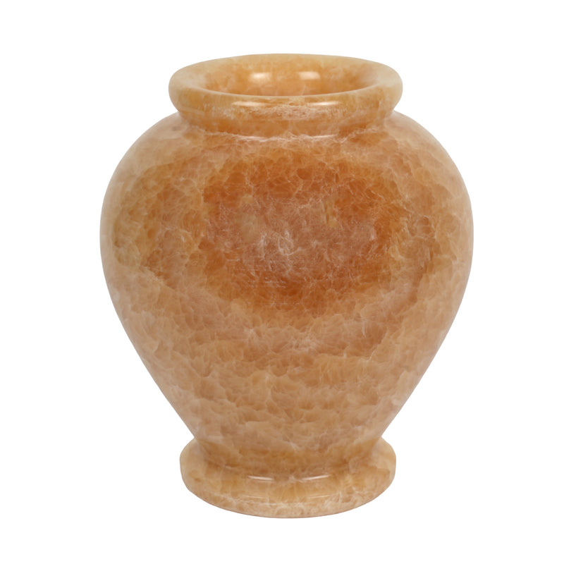 Handcrafted Honey Onyx Urn Vase | Natural Amber Stone Pedestal Pot