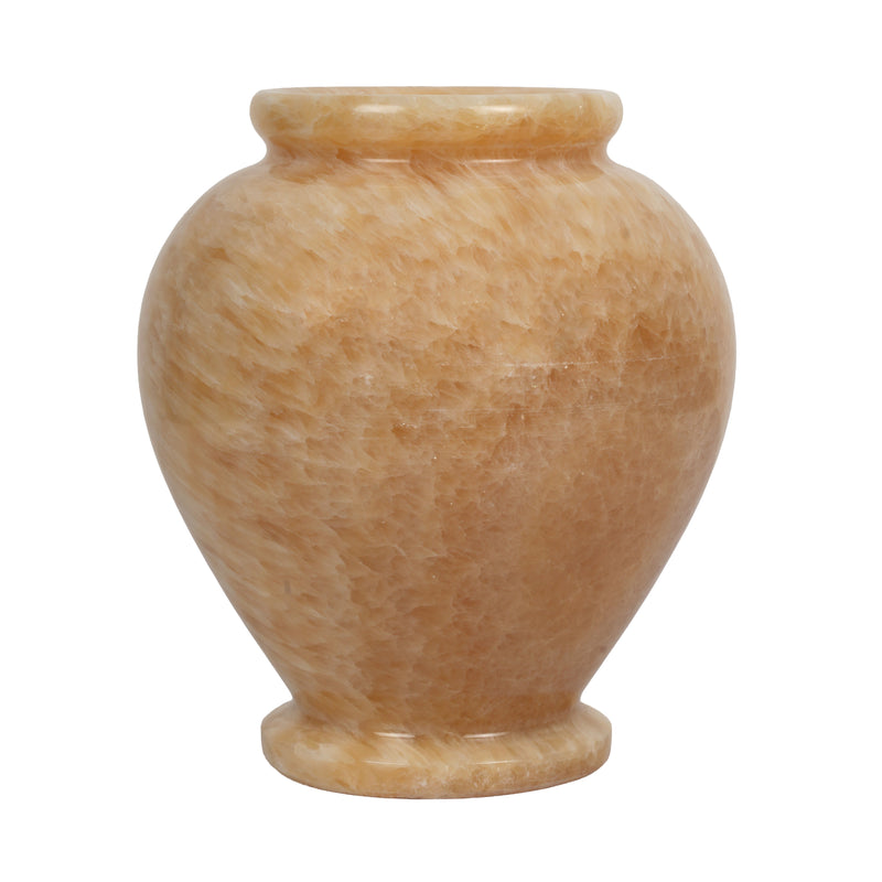 Handcrafted Honey Onyx Urn Vase | Natural Amber Stone Pedestal Pot