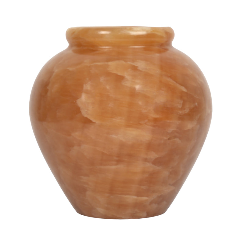 Handcrafted Honey Onyx Urn Vase | Natural Amber Stone Pedestal Pot
