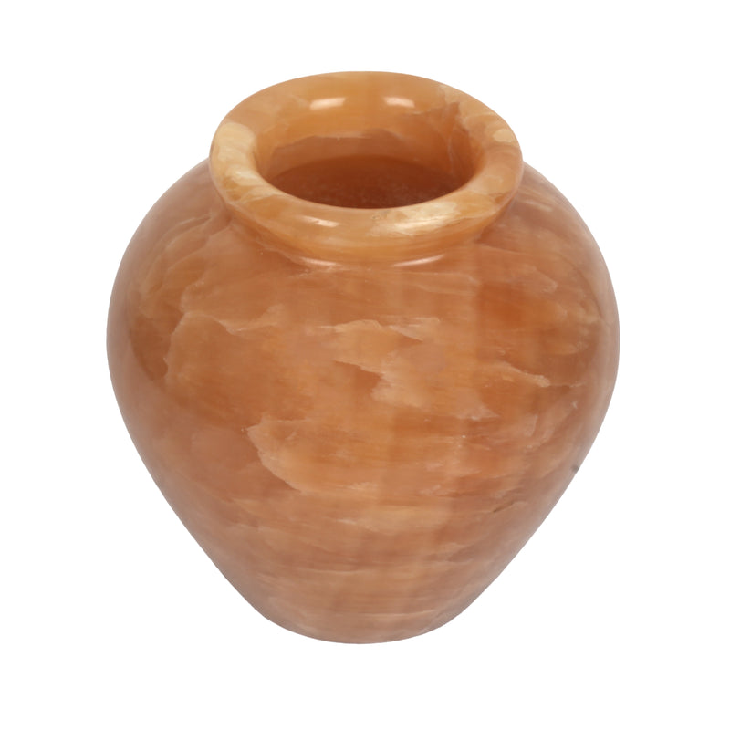 Handcrafted Honey Onyx Urn Vase | Natural Amber Stone Pedestal Pot