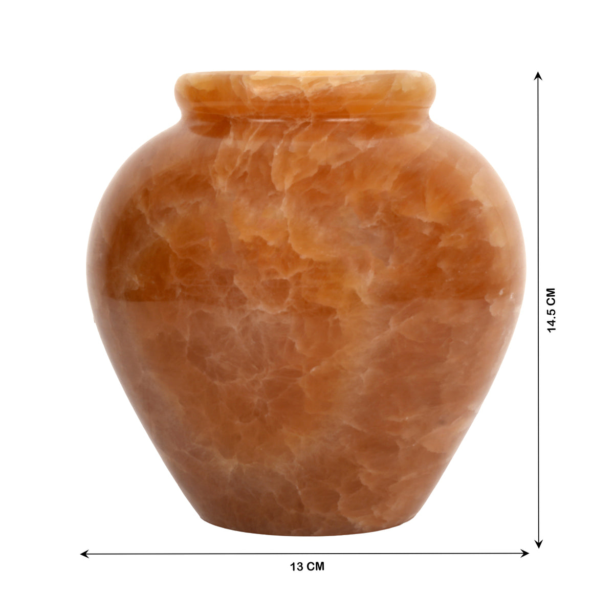 Handcrafted Honey Onyx Urn Vase | Natural Amber Stone Pedestal Pot