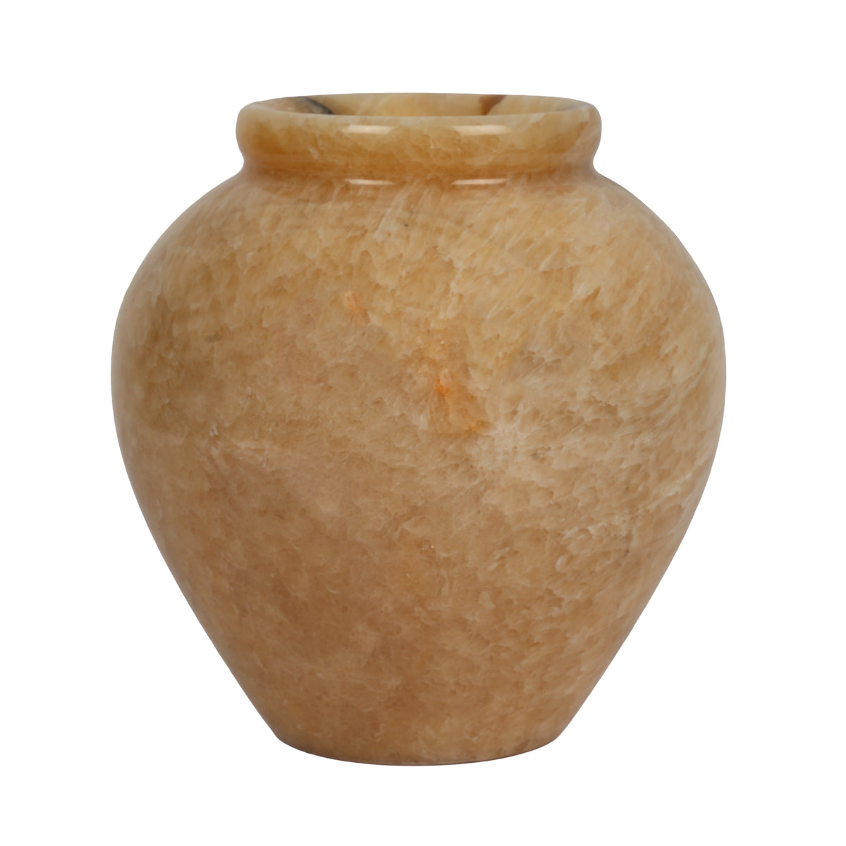 Handcrafted Wide Onyx Globe Vase | Terracotta Banded Stone Matka Pot