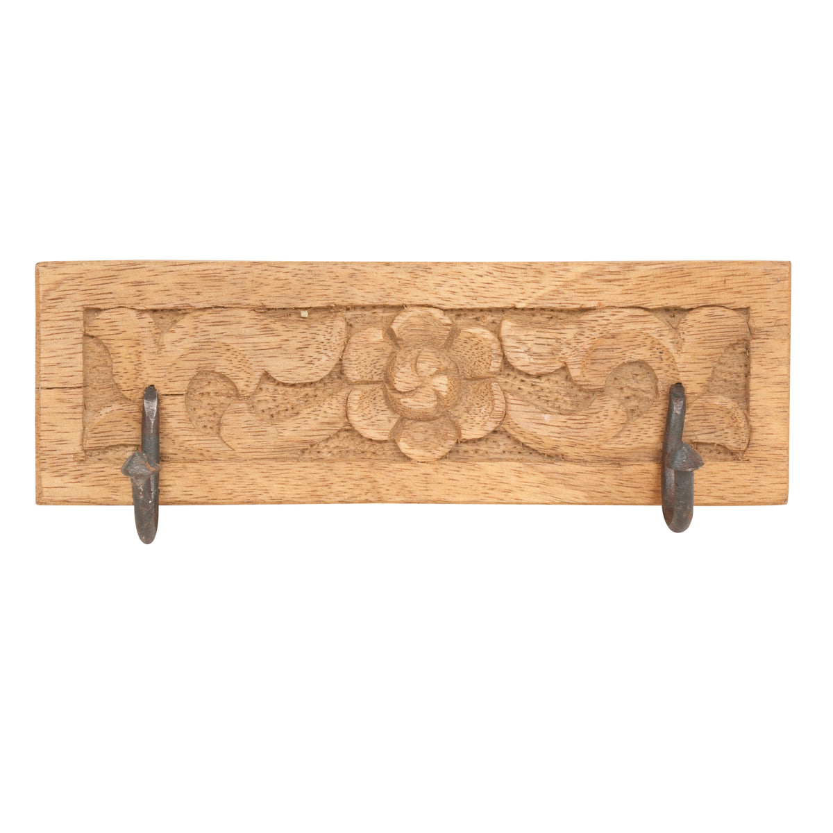 Handcrafted Rajasthani Wooden Wall Hook – Floral Elegance