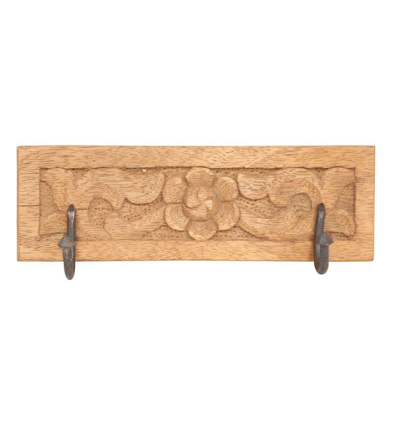 Handcrafted Rajasthani Wooden Wall Hook – Floral Elegance