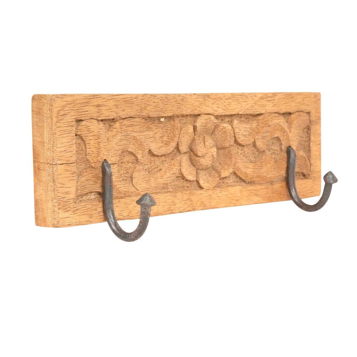 Handcrafted Rajasthani Wooden Wall Hook – Floral Elegance
