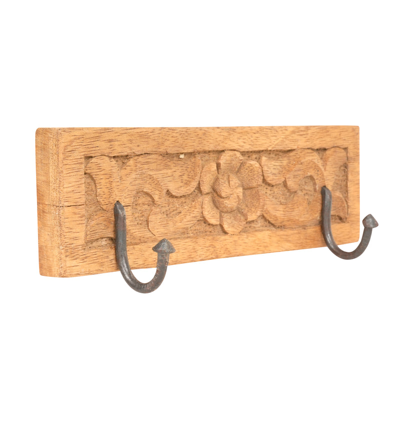 Handcrafted Rajasthani Wooden Wall Hook – Floral Elegance