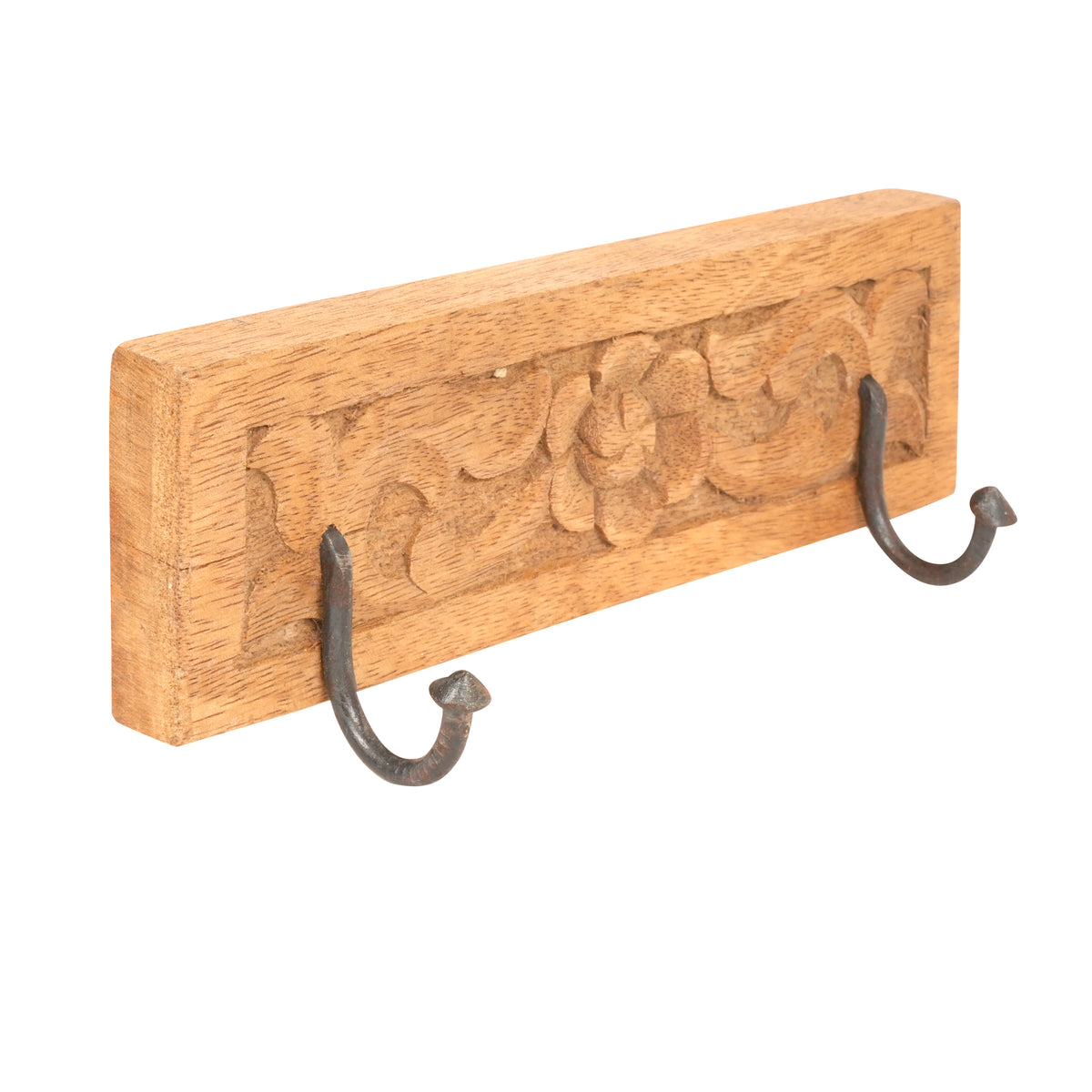Handcrafted Rajasthani Wooden Wall Hook – Floral Elegance