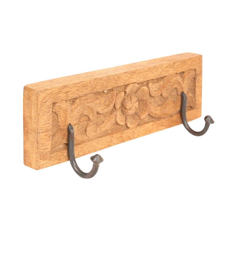Handcrafted Rajasthani Wooden Wall Hook – Floral Elegance