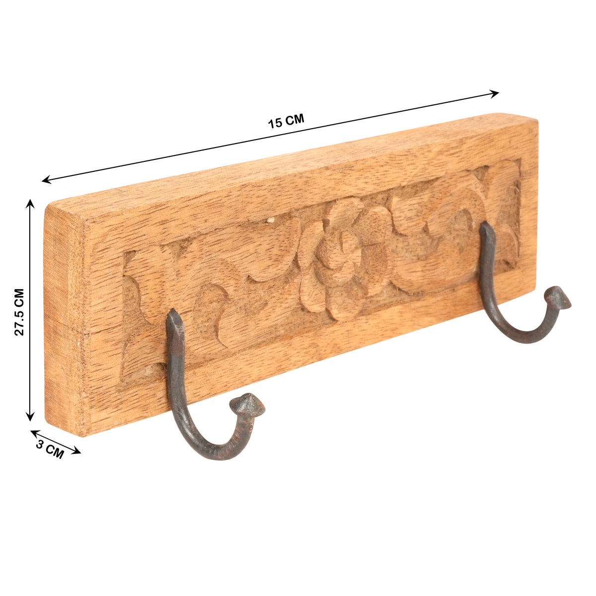 Handcrafted Rajasthani Wooden Wall Hook – Floral Elegance