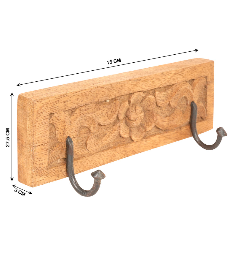 Handcrafted Rajasthani Wooden Wall Hook – Floral Elegance