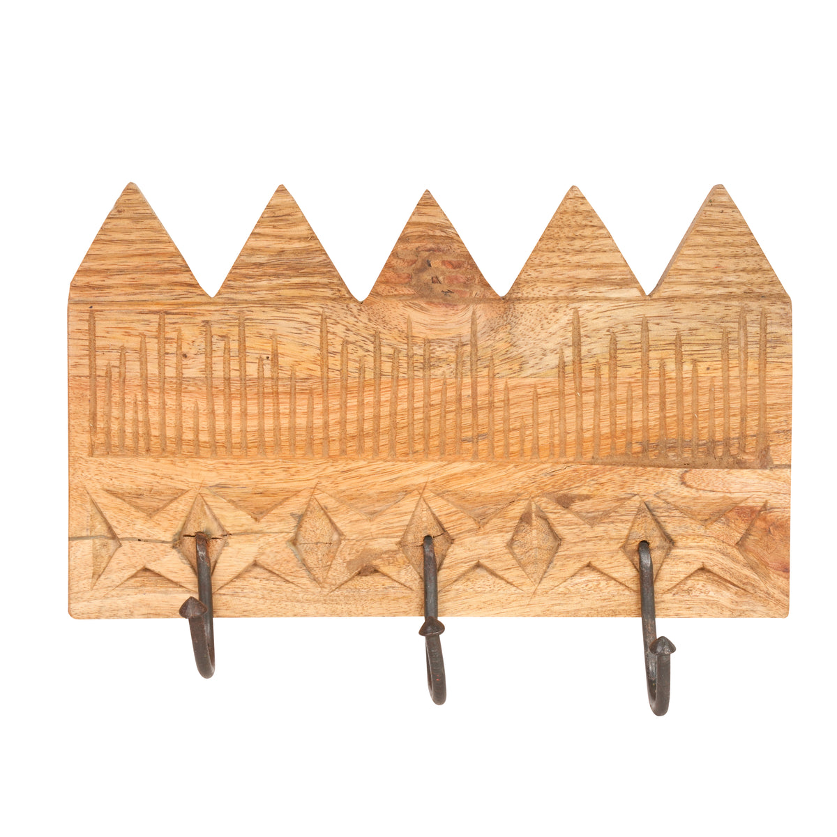 Handcrafted Rajasthani Wooden Wall Hook – Village Scene