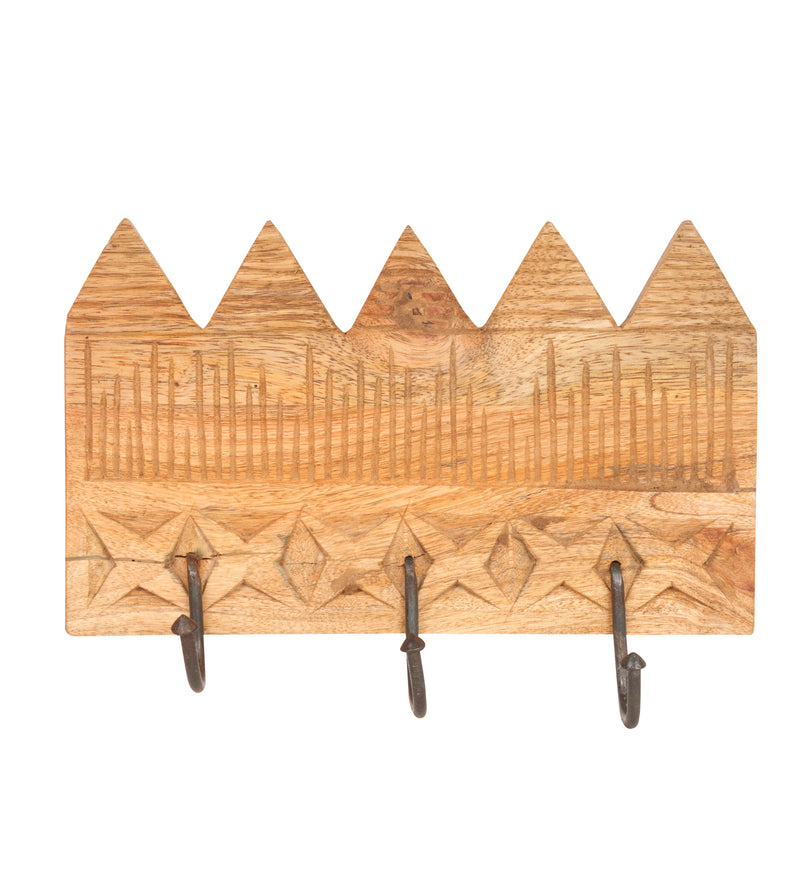 Handcrafted Rajasthani Wooden Wall Hook – Village Scene