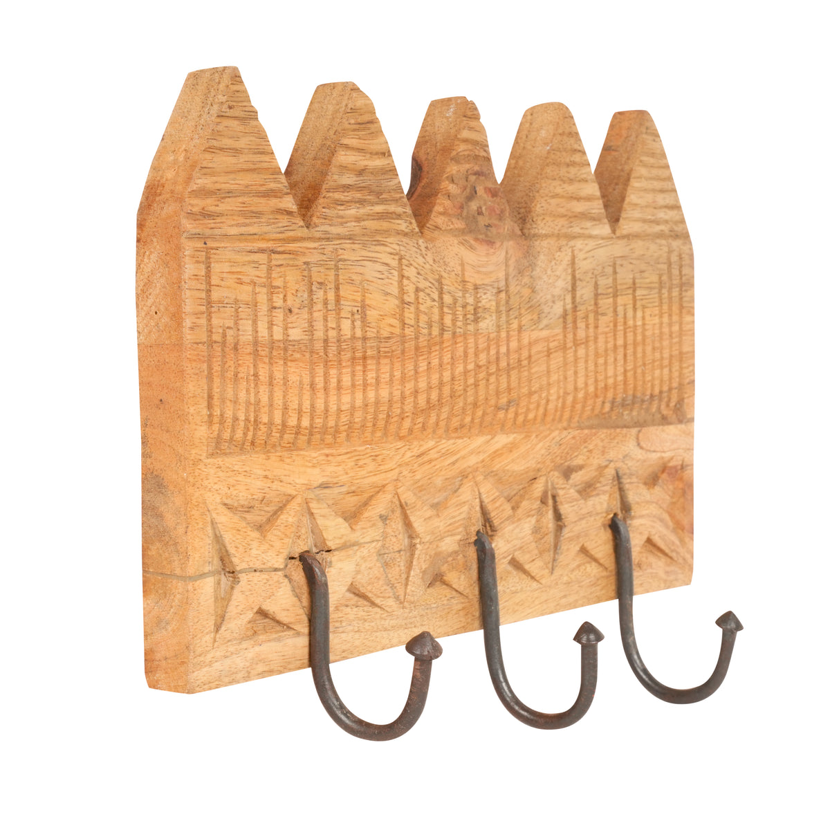 Handcrafted Rajasthani Wooden Wall Hook – Village Scene