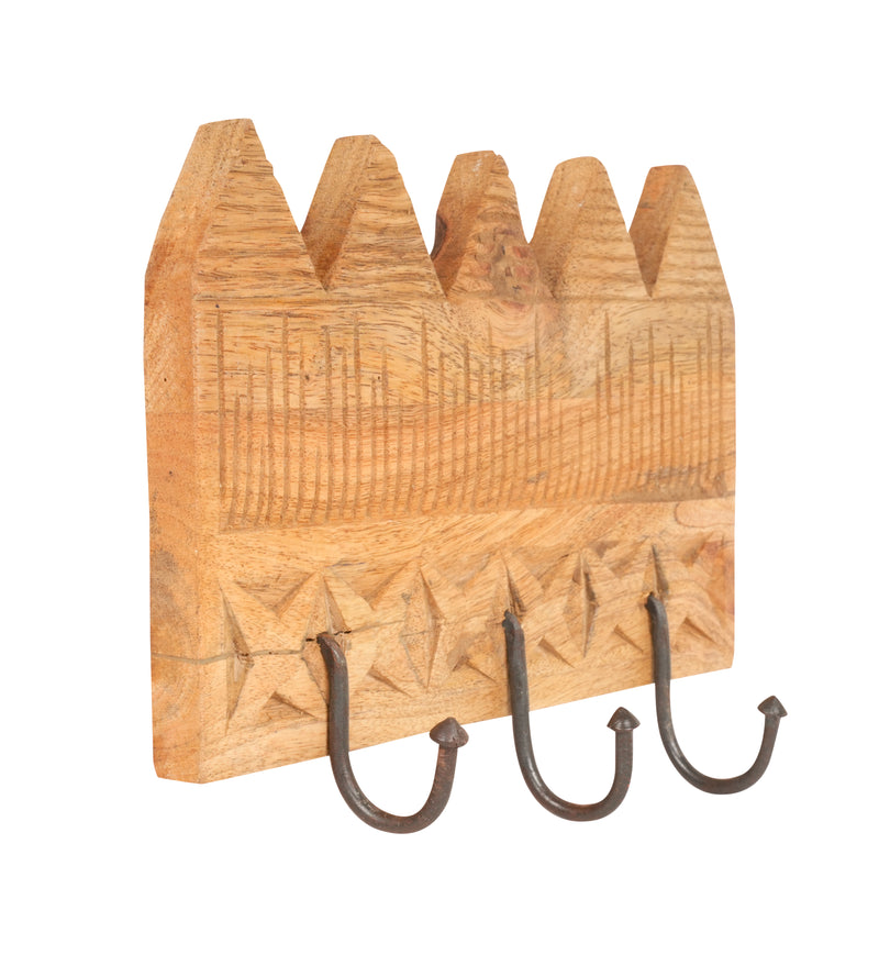 Handcrafted Rajasthani Wooden Wall Hook – Village Scene