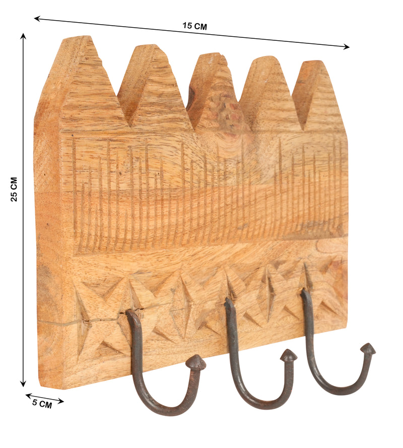 Handcrafted Rajasthani Wooden Wall Hook – Village Scene