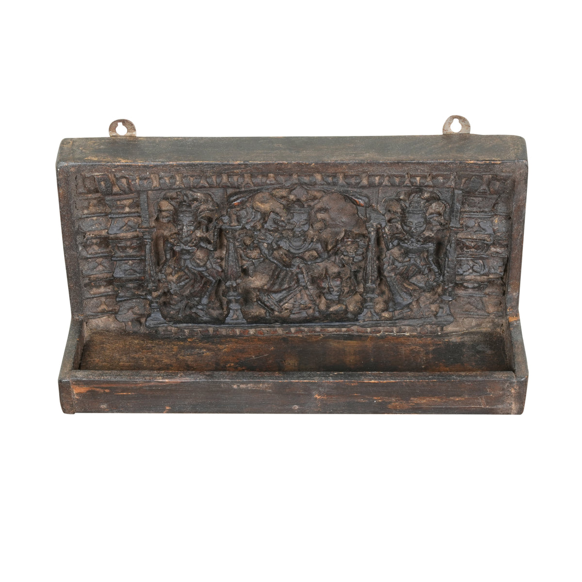 Handcrafted Rajasthani Wooden Wall Hanging with Shelf – Cultural Artistry & Practicality