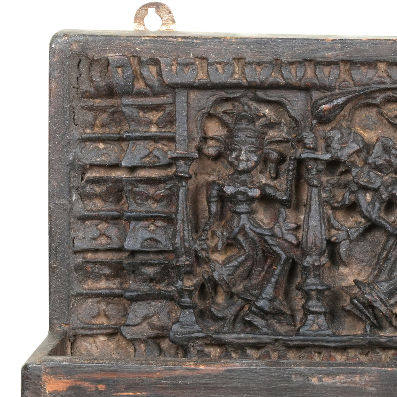 Handcrafted Rajasthani Wooden Wall Hanging with Shelf – Cultural Artistry & Practicality