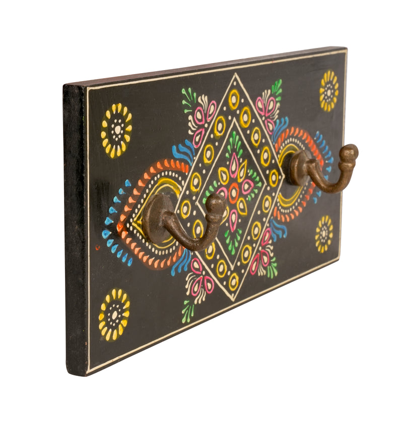 Handcrafted Rajasthani Wooden Wall Hanging – Traditional Painted Design