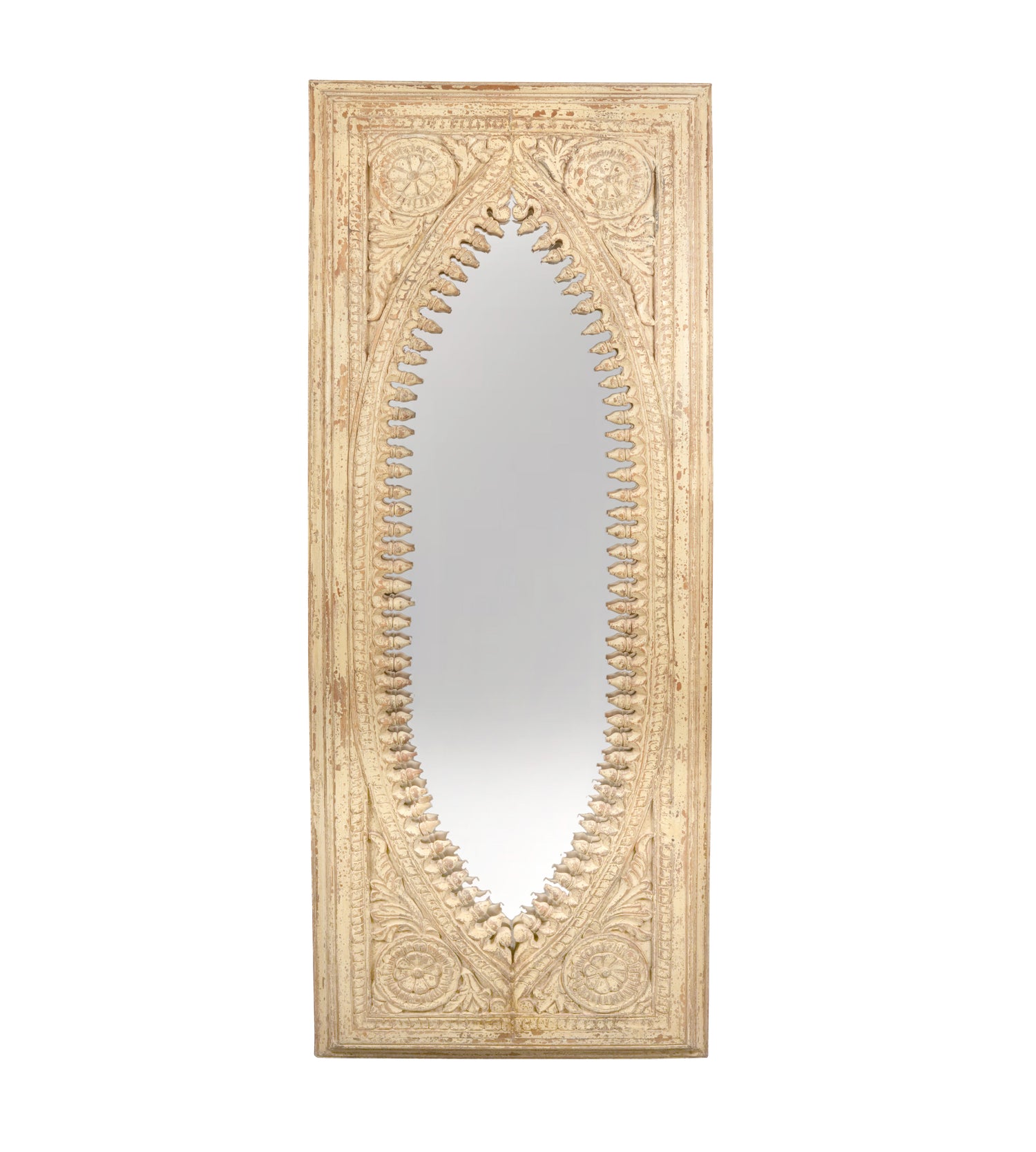 Handcrafted Wooden Wall Mirror with Intricate Carved Frame